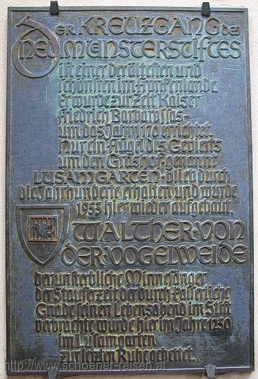 WÜRZBURG > Lusamgärtlein - Gedenktafel Walther von der Vogelweide