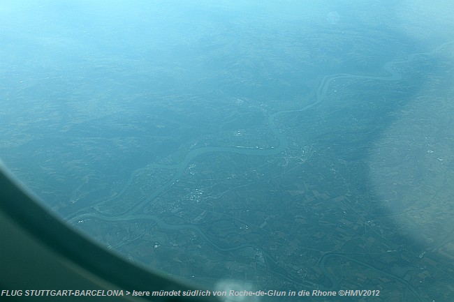 ISERE mündet in die Rhone > Flug STR-BCN